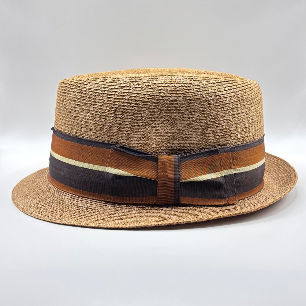 The Greenbriar Pro Shop Hat Vintage Dapper Fedora Colonials Tan Brown Straw
